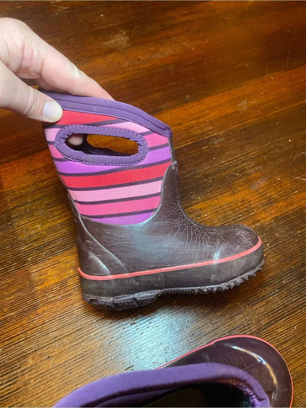 GUC BOGS Little Kid Size 7 Striped Insulated Rain and Snow Waterproof Boots